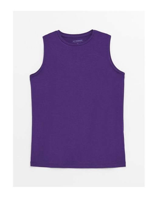 LC Waikiki Purple Einfarbiges athlete-shirt mit rundhalsausschnitt