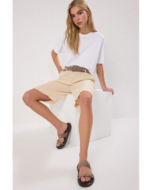 Trendyol Brown Nerz Doppelte Schnalle Dicke Sohle Hausschuhe Für Damen