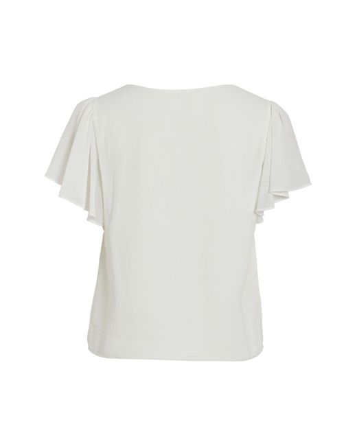 Vila White Top Mit V-Ausschnitt Kurzärmeliges Für Damen