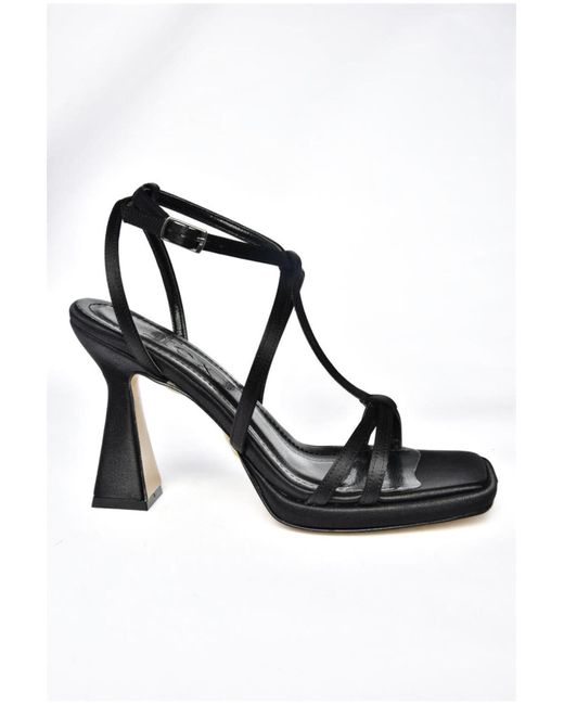 Fox Shoes Black 04 Abendschuhe Mit Dickem Absatz Aus Schwarzem Satinstoff Für Damen