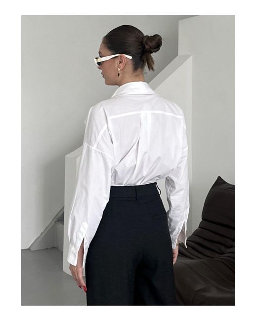 Laluvia Gray Weißes Popeline-Hemd – 4943 Für Damen