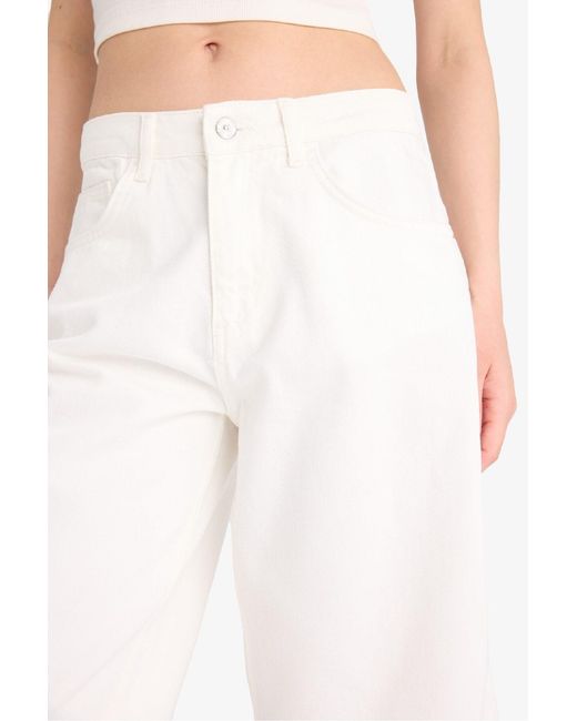 Defacto White Weiße Jean-Bermudashorts Mit Hoher Taille Für Damen