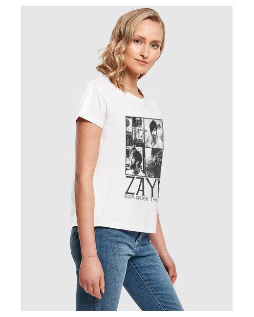 Merchcode White Ladies Zayn – Quad Collage Box Tee Für Damen
