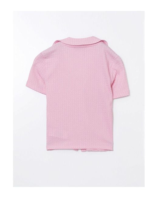 LC Waikiki Pink Lcw Vision Polo Kragen Strukturierte Bluse Für Damen