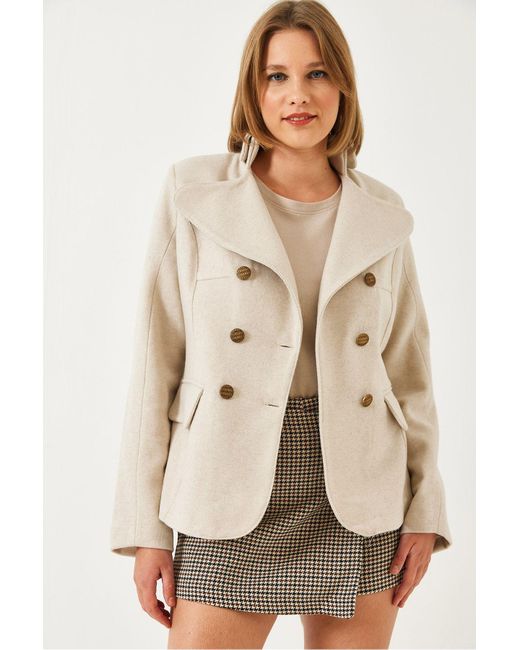 Bianco Lucci Natural Geknöpfte, Gefütterte Kaschmirmantel Mbms054 Für Damen