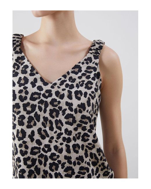 LC Waikiki White Lcwaikiki Klassische Bluse Mit V-Ausschnitt Und Leopardenmuster Für Damen