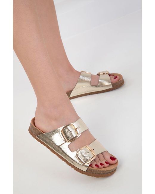 Soho Multicolor Goldene Hausschuhe Aus Echtem Leder – Schuhe Für Damen