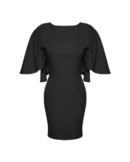 Trendyol Black Schwarzes, Gewebtes, Stilvolles Abendkleid Mit U-Boot-Ausschnitt Und Cape-Detail Für Damen