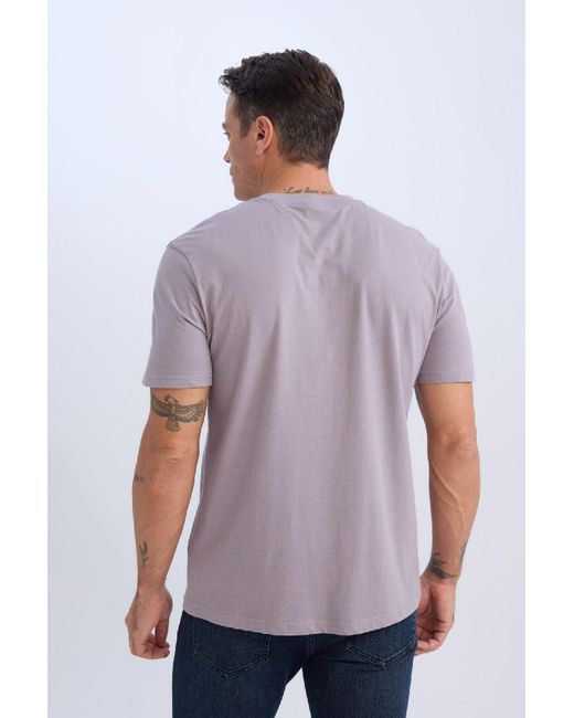 Defacto 100 Baumwolle Neues Basic-T-Shirt Mit Rundhalsausschnitt Und Normaler Passform, Einfarbig, Kurzärmelig V7699Az25Sp Für Herren in Purple für Herren