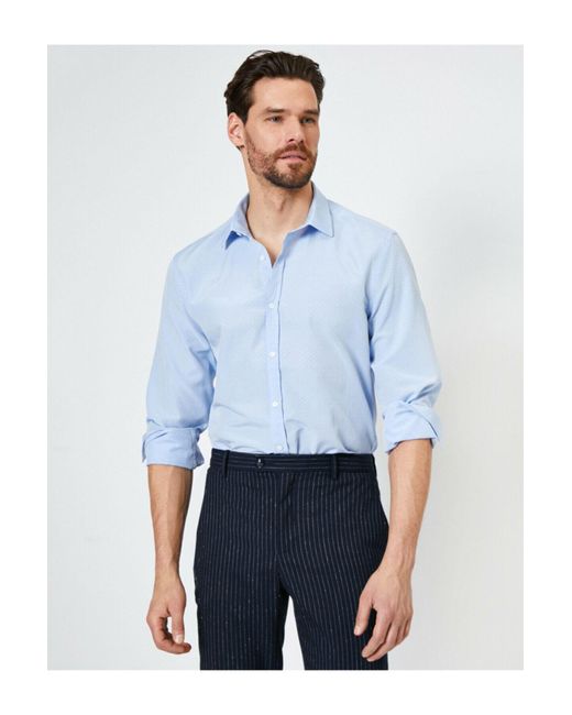 Koton Blaues Hemd Mit Knopfdetail Für Herren in White für Herren
