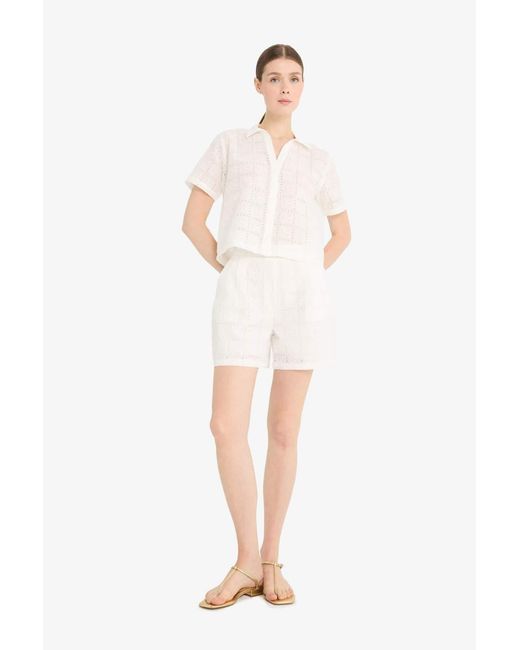 Defacto White Regular Fit Gerade Bein Brode Shorts Für Damen