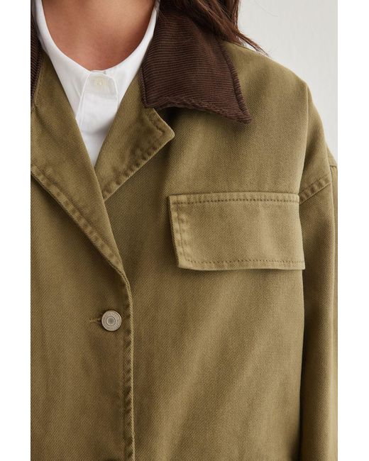 Trendyol Brown Übergroßes-Jeanshemd – Geripptes Revers Und Taschenbezug, Für Damen
