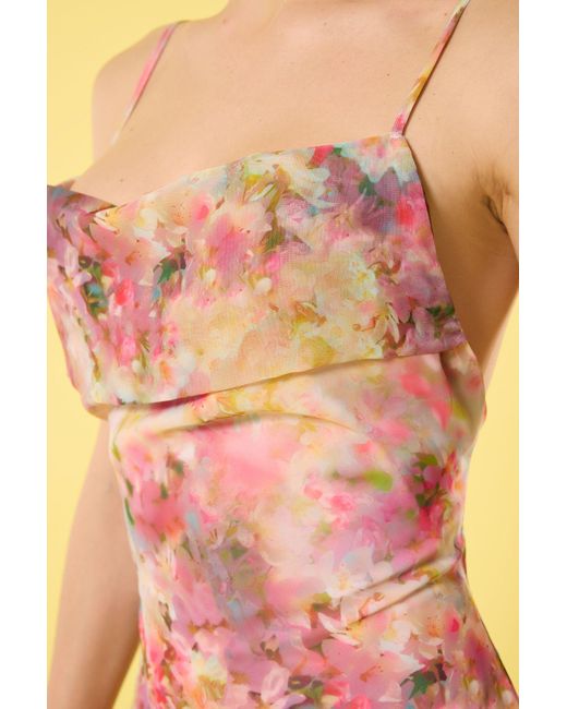 Trendyol Yellow Mehrfarbiges, Abstraktes, Gewebtes Midikleid