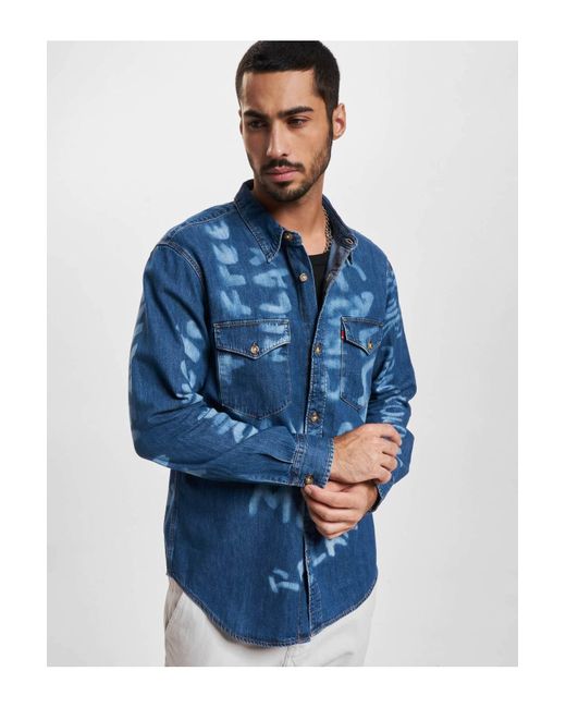 Levi's Blue Levi's relaxed fit western langarmhemd - m