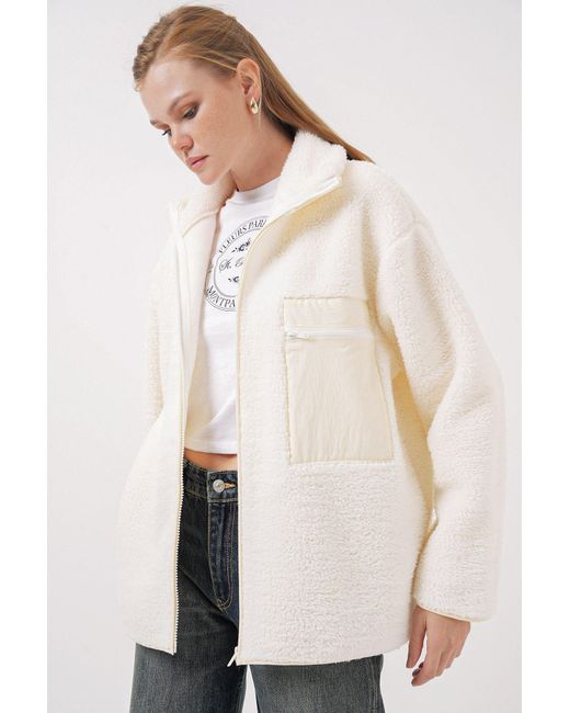 Bigdart Natural 55446 Übergroße Plüschjacke Mit Reißverschluss – Für Damen