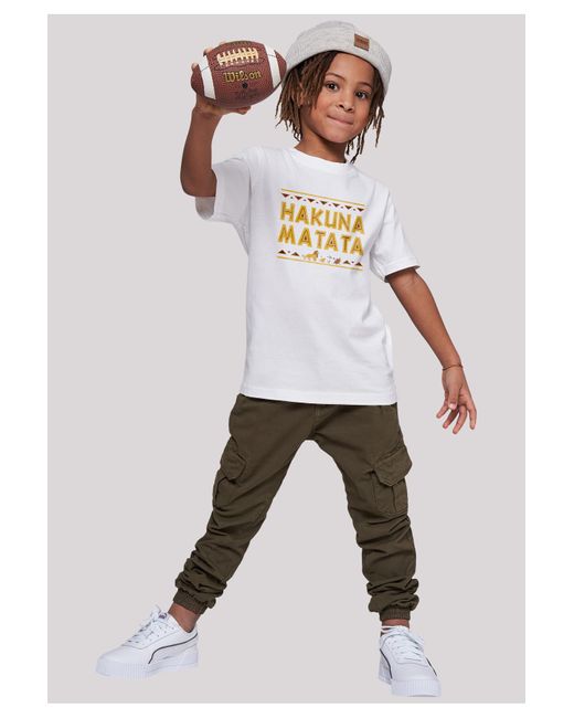 löwen Weiß 122–128 | Kinder kinder-basic-t-shirt mit der Lyst der matata könig DE - hakuna F4NT4STIC in