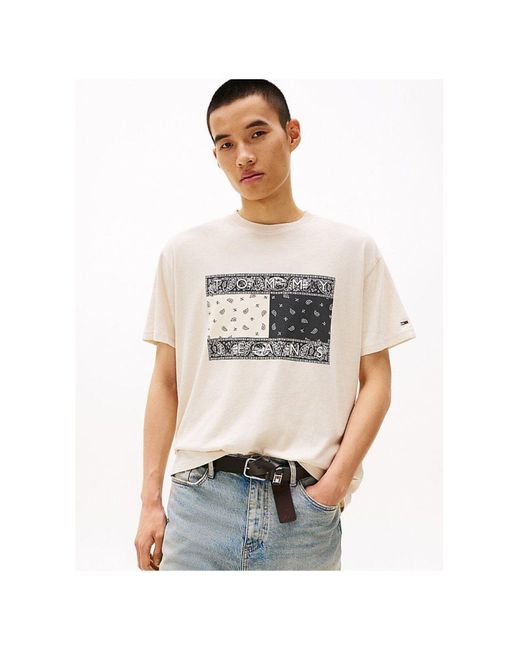Tommy Hilfiger Tjm Rlx Paisley Flag Tee Ext T-Shirt Für Herren in Natural für Herren