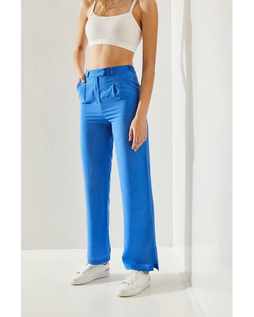 Bianco Lucci Blue Hose Mit Weitem Bein Und Hakenverschluss