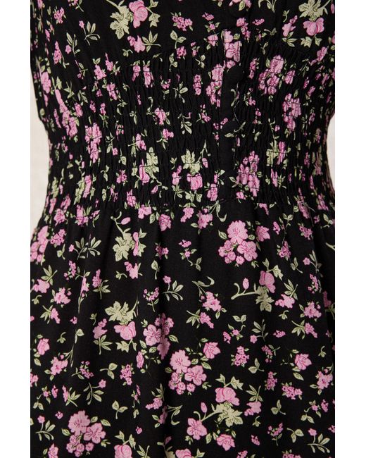 Trendyol Black Viskose-Midi-Webkleid Mit Mehrfarbigem Saum An Der Taille Für Damen