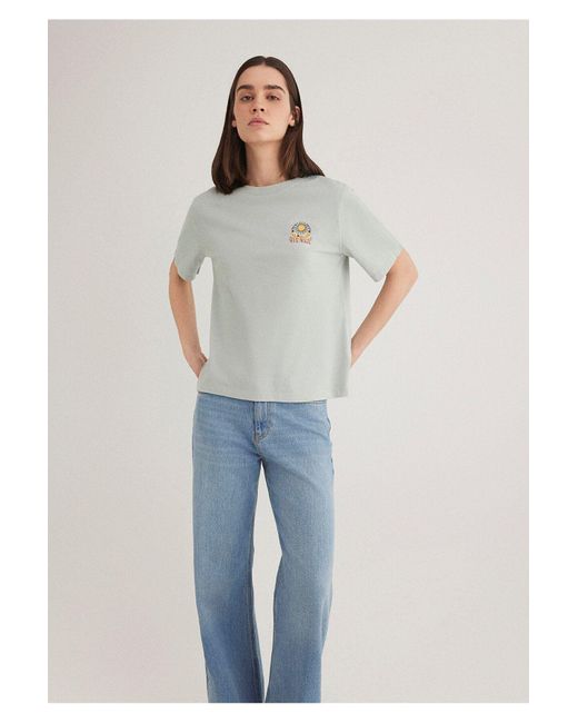 Mavi Gray Graues T-Shirt Mit Astrologie-Aufdruck, Reguläre Passform -70148 Für Damen
