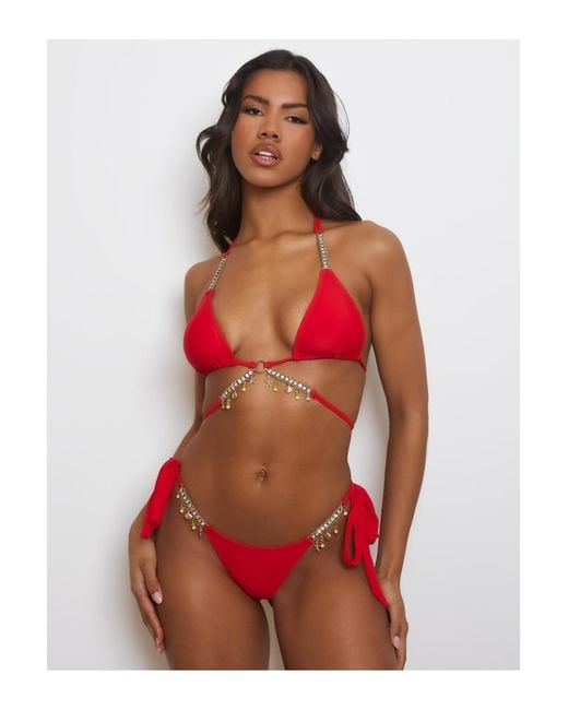Moda Minx Red Bikini-hose unifarben