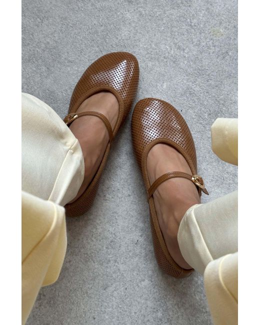 NİŞANTAŞI SHOES Gray Bonbon Caramel Matte Belt Detaillierte Flache Sohle Babet Für Damen