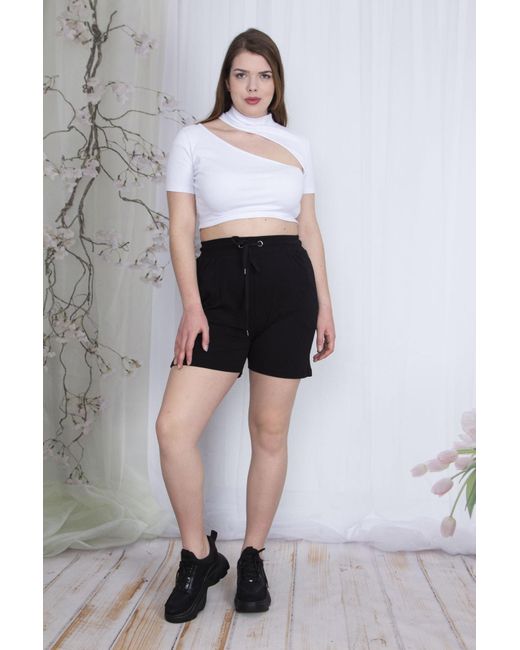 Şans Gray Şans große shorts aus em baumwollstoff mit elastischem bund, ösen-spitzendetail und taschen 65n23748