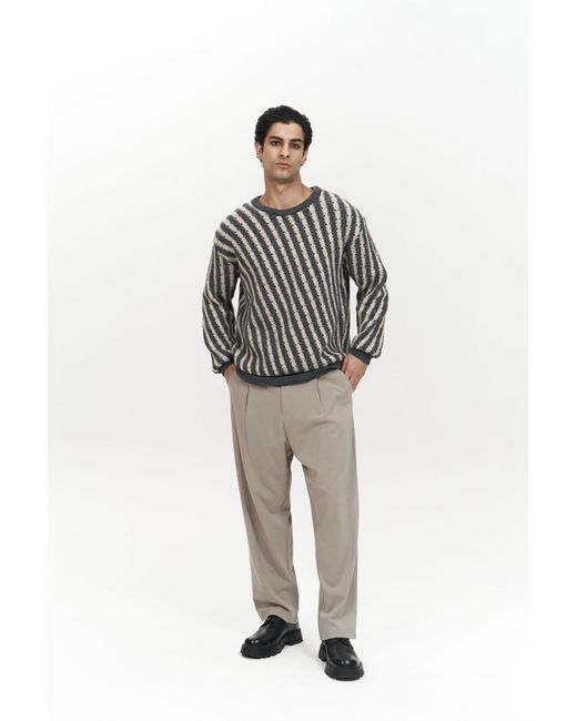 MAİ COLLECTİON Anthrazitfarbener Strickpullover Mit Elijah-Streifen Für Herren in Gray für Herren