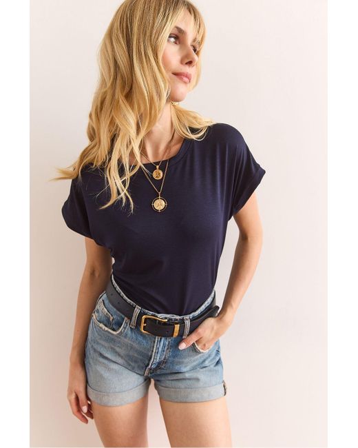 Olalook Blue Marineblaue Fledermaus-Strickbluse Aus Viskose Für Damen