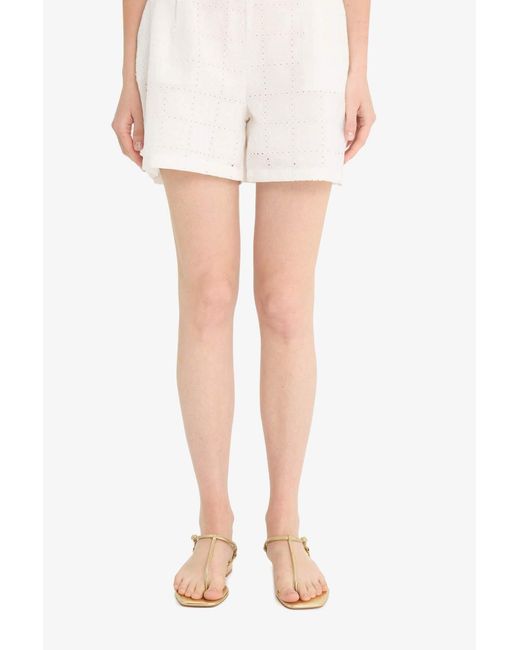 Defacto White Regular Fit Gerade Bein Brode Shorts Für Damen