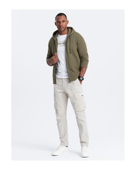 Ombre Basic Baumwoll Stretch Sweatshirt Oliv V2 Om-Ssbz-0160 Für Herren in Green für Herren