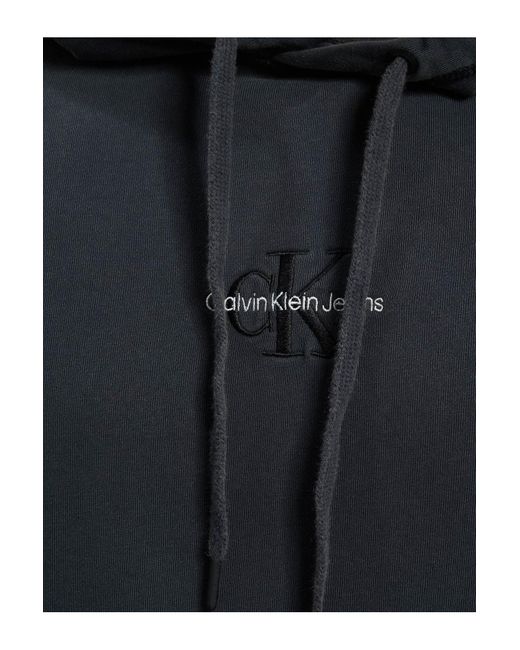 Calvin Klein Jeans monogram logo washed hoodie in Blue für Herren