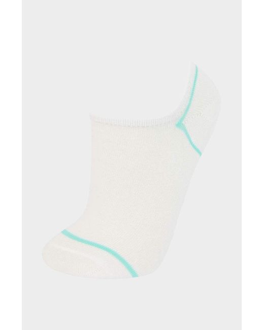 Defacto White 3-Teilige Sneaker-Socken Aus Baumwolle E2088Axns Für Damen