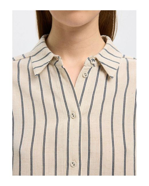 SELECTED Natural Crop-Bluse Streifen Für Damen