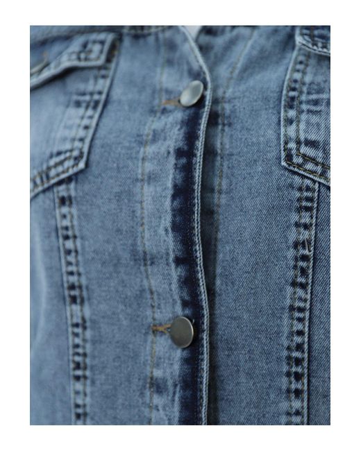 Modamorfo Blue Random Wash Detaillierte Jeansjacke Mit Taschen – Eisblau Für Damen