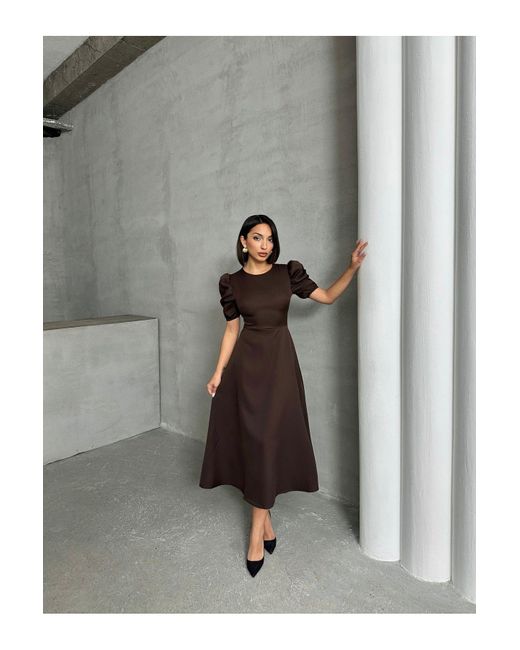 BEJNA Brown Braunes Wassermelonenärmelkleid Für Damen