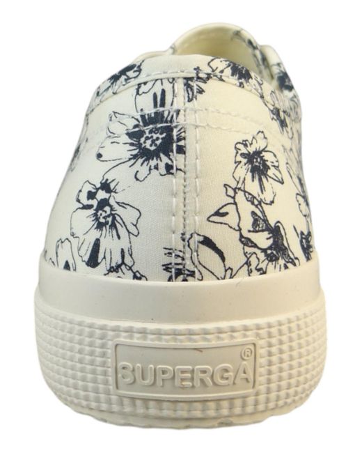 Superga White Low sneaker 2750 sketched flowers s6122nw ae7 beige natural navy textil