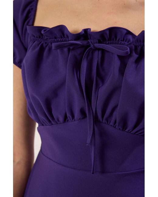 Trendyol Purple A-Linien-Minikleid Aus Gewebtem Krepp Mit Carmen-Ausschnitt Für Damen