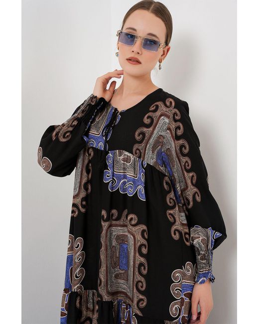 Bigdart Black 1947 Gemustertes Langes Kleid M. Für Damen