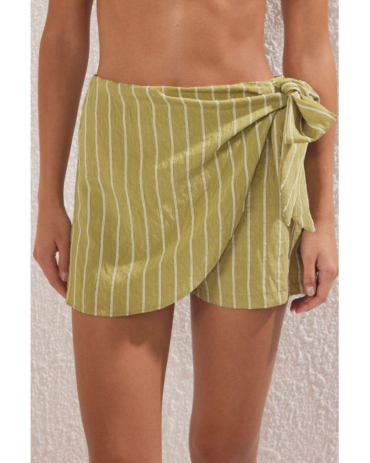 Trendyol Green Ölgrüner, Gewebter Strandshorts-Rock Mit Schnürdetail Für Damen