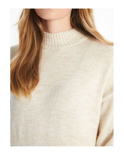 LC Waikiki Natural Strickkleid – Halber Rollkragenpullover Für Damen