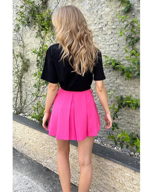 Trend Alaçatı Stili Pink Fuchsiafarbener faltenrock mit zwei taschen