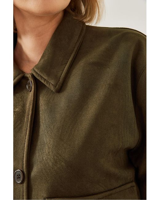 Bianco Lucci Green Wildlederjacke Mit Zwei Taschen Und Knöpfen 2499 Für Damen