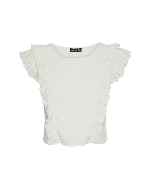 Pieces White Pcadelyn sl top bc