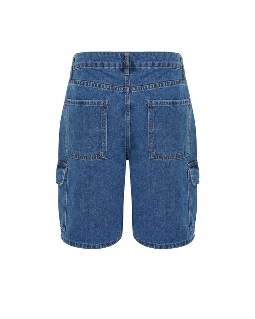 Trendyol E jeansshorts mit normaler passform und cargotasche in Blue für Herren