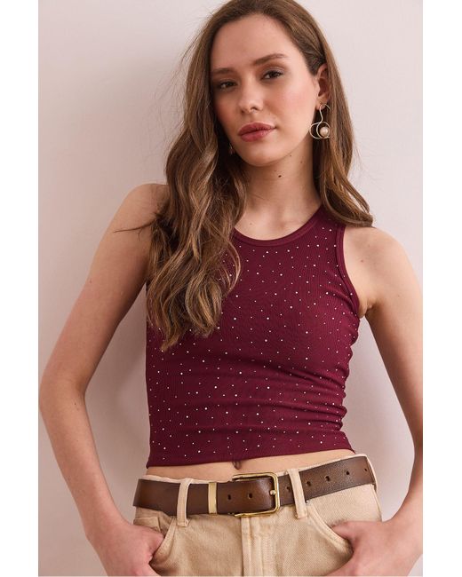 Olalook Purple Burgunder Print Stone Slim Fit Bluse Mit Kordelzug Blz- 19002922 Für Damen