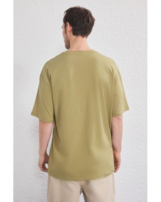 Trendyol Khaki-Schwarzes Oversize/Wide Cut 2Er-Pack T-Shirts Aus 100 Baumwolle Mit Textdruck Für Herren in Blue für Herren