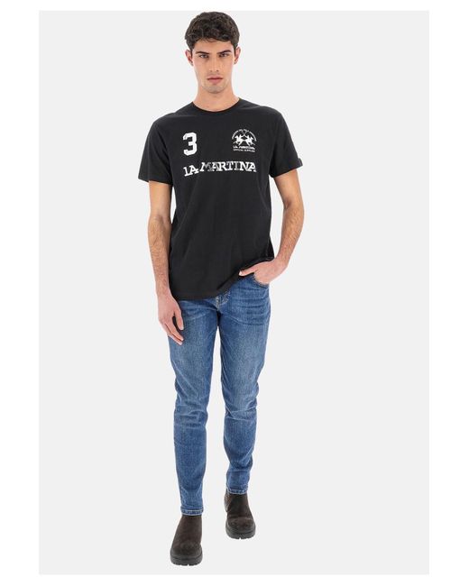 La Martina Shirt t-shirt regular fit reichard mit logo-print in Black für Herren