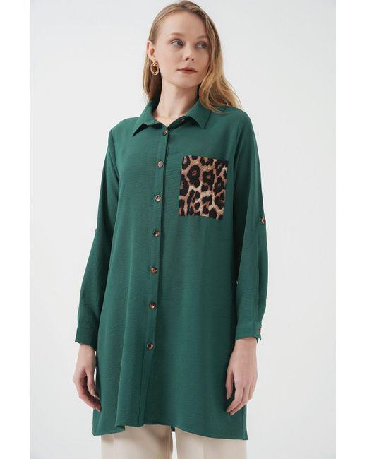 Bigdart Green Smaragdgrüne 5851-Modell-Shirt-Tunika – Mit Taschendetail Für Damen