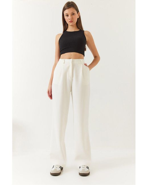 Bianco Lucci White Palazzo Hose 4000